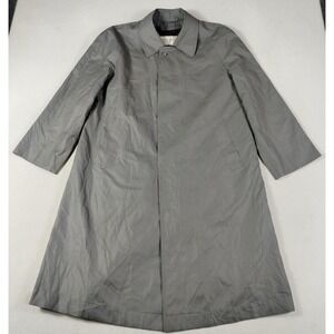 One & One Coat Mens XL Gray Quilted Lined Microfiber Long Rain Overcoat Padded
